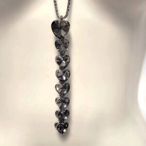 Crystal Heart Shape Pendants Necklace Long Statement Heart shape Necklace